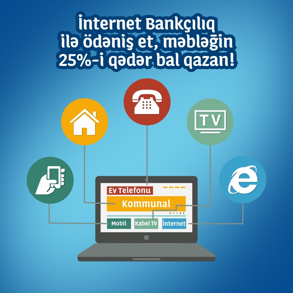 Осуществляй платежи с помощью сервиса Интернет Банкинг Yapı Kredi Bank Azərbaycan-а, получи до 25%-ов в качестве балов 
