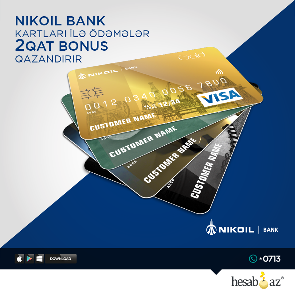 Оплачивайте услуги пластиковыми картами NIKOIL | Bank-a на сайте www.hesab.azи зарабатывайте бонусы!