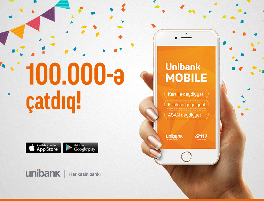 Unibank Mobile istifadəçilərinin sayı 100.000-ə çatdı!