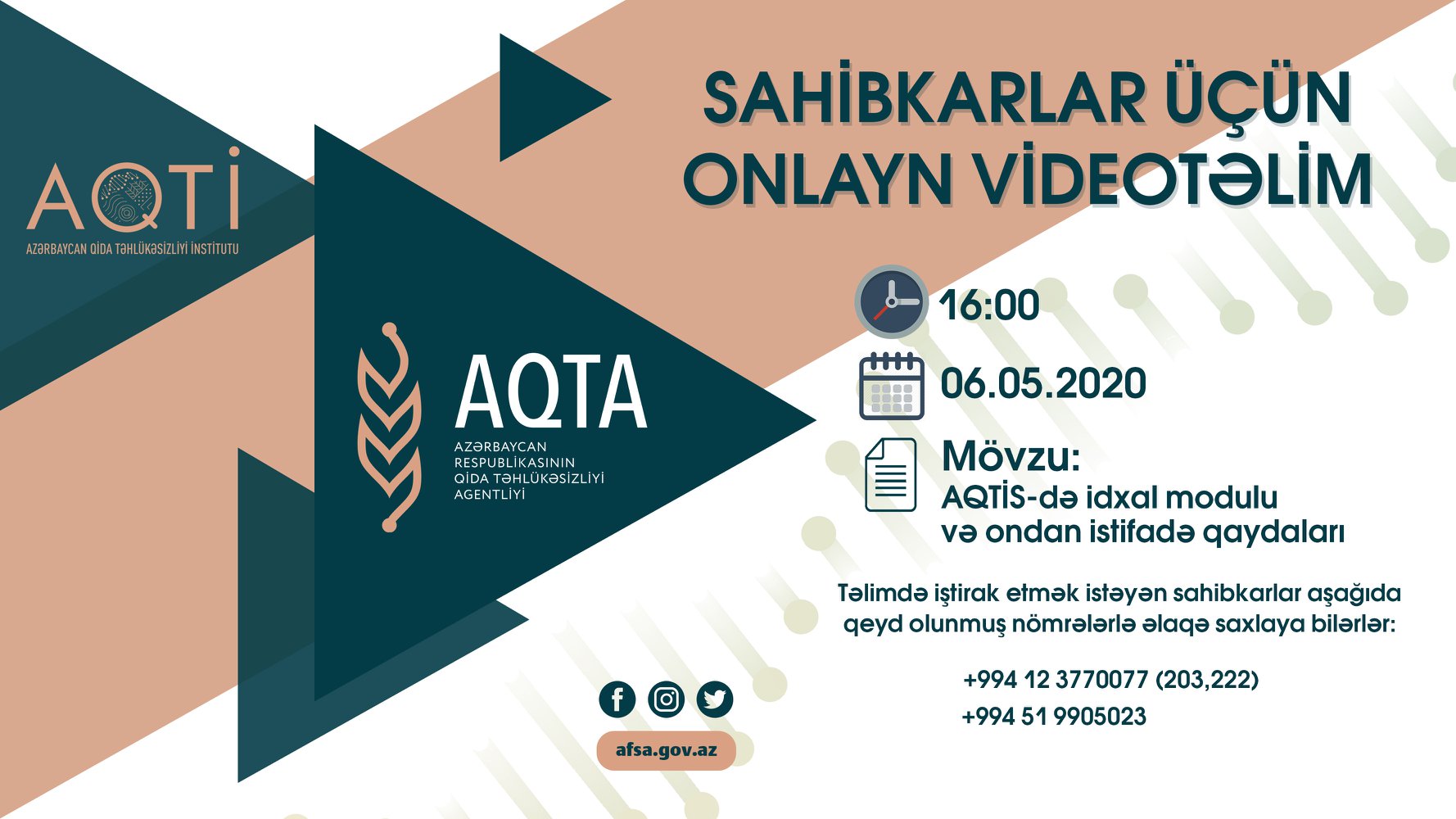 AQTA qida məhsulları idxalçılarını ödənişsiz videotəlimlərə dəvət edir