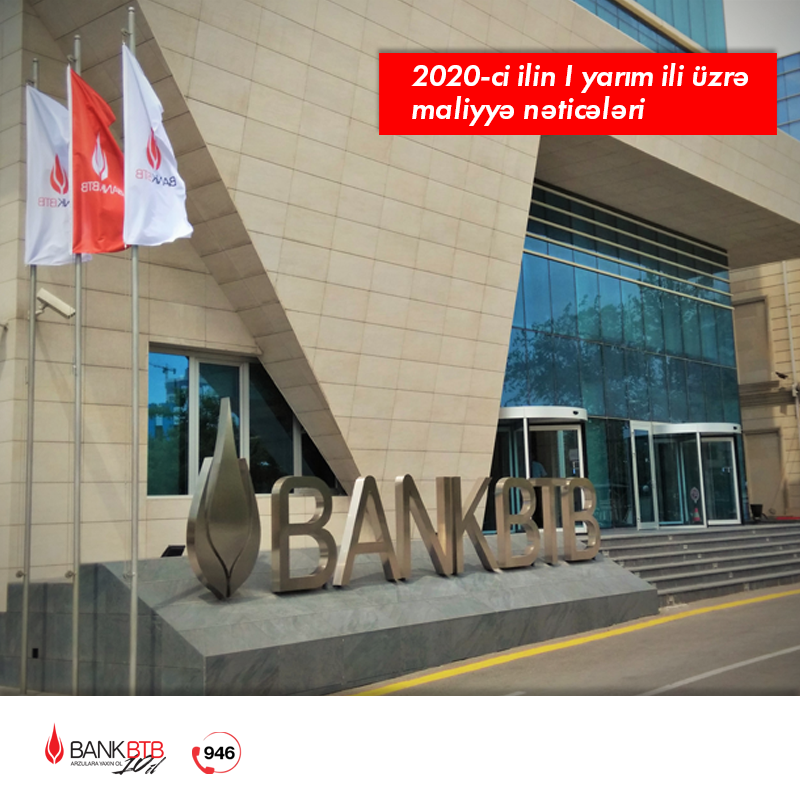 Bank BTB 2020-ci ilin birinci yarım ili üzrə nəticələri açıqlayıb