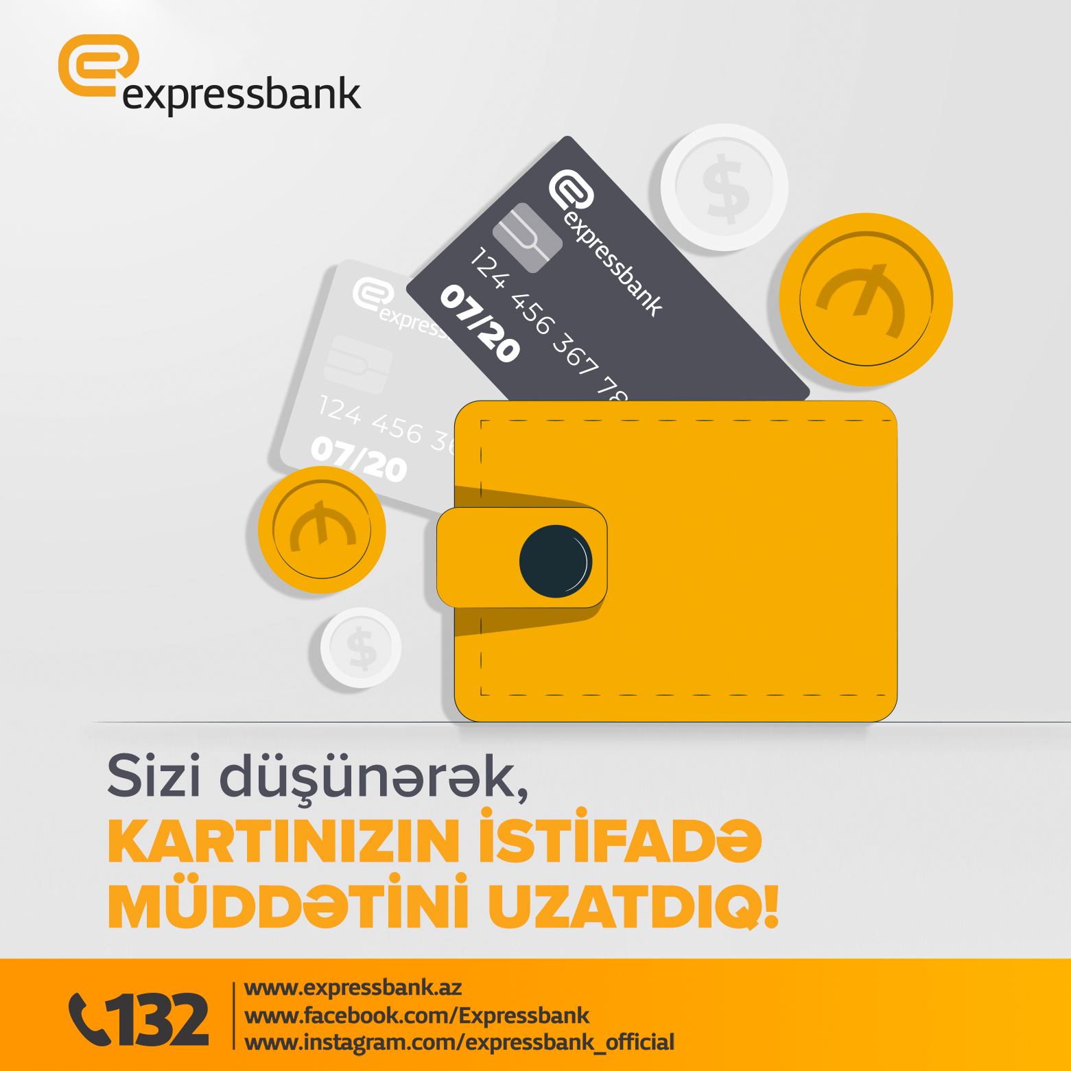 Expressbank plastik kartlarının istifadə müddətini uzatdı.