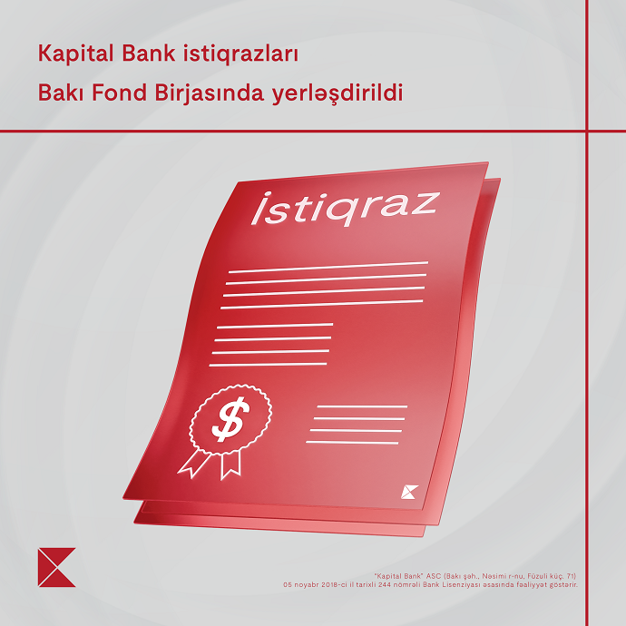 Завершено размещение облигаций ОАО "Kapital Bank" на Бакинской фондовой бирже