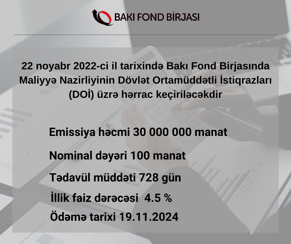 Maliyyə Nazirliyinin istiqrazlarının yerləşdirilməsi üzrə hərrac keçiriləcək