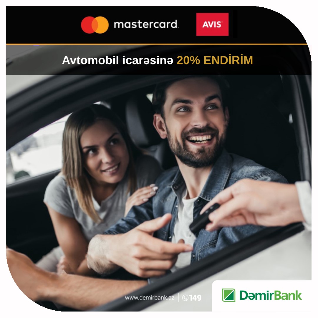 DəmirBank kartları ilə avtomobil icarəsinə 20% endirim!