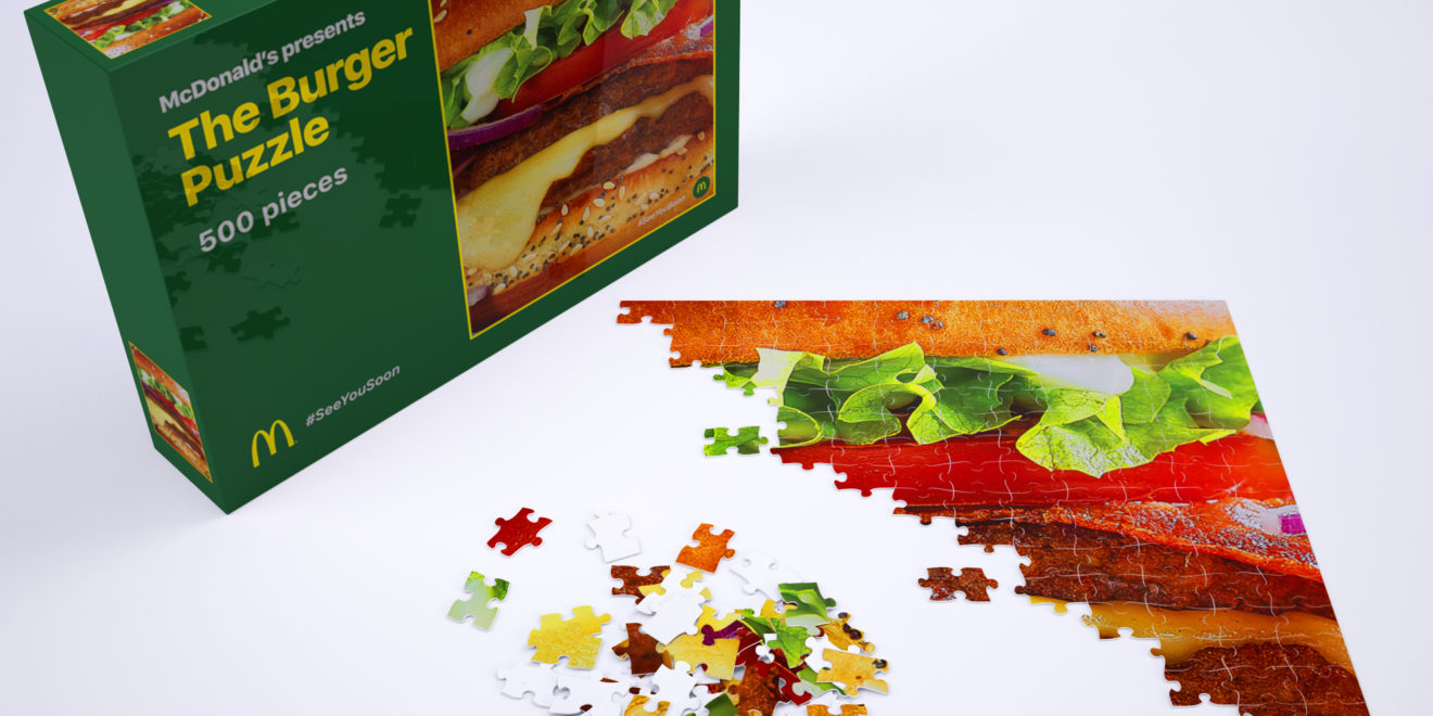 McDonald`s sevənlər üçün hamburger formasında puzzle hazırlanıb