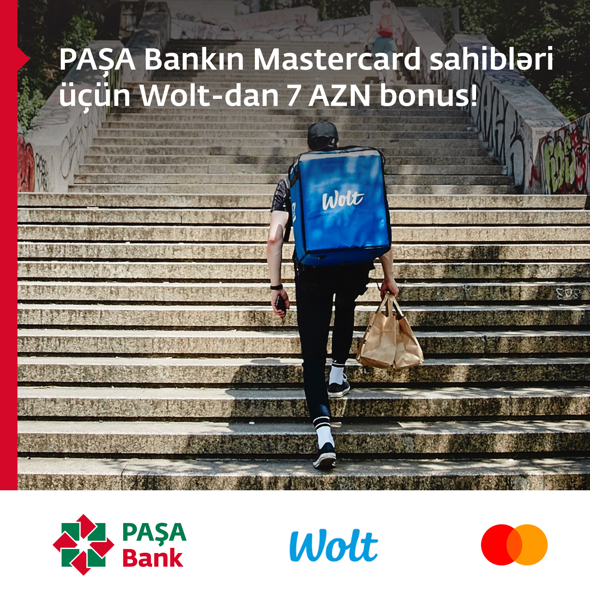 PAŞA Bankın Mastercard sahibləri üçün Wolt-dan 7 AZN bonus!