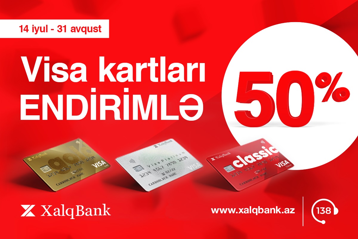 Xalq Bankdan VİSA kartları 50% endirimlə!